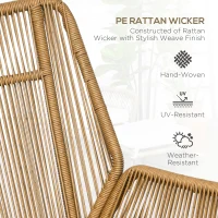 Outsunny Fotel relaksacyjny z polirattanowym podnóżkiem, fotel ogrodowy z regulowanym oparciem, fotel rattanowy z poduszką do ogrodu, balkonu, stal, poliester, naturalny(m-4)