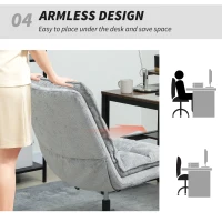 HOMCOM Armless Office Chair No Wheels, Chenille Fabric Criss Cross Legged Desk Chair with Wide Seat, Double-Tier Padding, Tilt Function, Height Adjustable Swivel Computer Seat for Home, Grey(m-7)