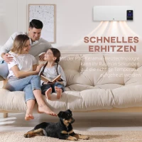 HOMCOM Grzejnik ścienny 2000W, ceramiczny z pilotem, 3 tryby pracy, wyświetlacz LED, z timerem 12h, szybkie ogrzewanie do salonu, sypialni, łazienki, biura(m-9)