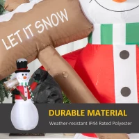 Outsunny Nadmuchiwany Bałwanek 180 cm z Tabliczką Dekoracja Bożonarodzeniowa z Oświetleniem LED Dekoracja Ogrodowa Wodoodporna Figury Świąteczne IP44(m-6)