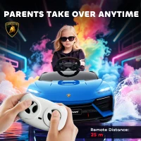 AIYAPLAY Elektryczne Auto 12V z Pilotem 2,4 GHz, 2 Silniki, Pojazd z Klaksonem, LED, Muzyką, Łagodnym Startem, 3-6 Lat, Niebieskie(m-5)