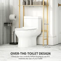 Półka nad toaletą HOMCOM o 3 poziomach, oszczędzająca miejsce, wielofunkcyjna, z bambusa, styl wiejski, naturalne drewno(m-4)