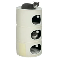 PawHut 4 Level Cat Barrel, Separation Design Cat Tower with Four Cushions, Sisal Scratching Mat, Three Toy Balls, Cat Cave & Cat Hideaway for Large Adult Cats, Coffee Brown(m-11)