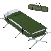 Outsunny Łóżko campingowe Łóżko polowe z poduszką składane łóżko podróżne z wytrzymałą stalową ramą do 120 kg zielony Oxford 193 x 86 x 43/63 cm(m-11)