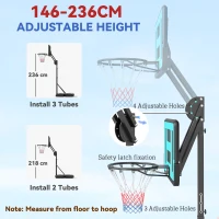 Koszyk do koszykówki z regulacją wysokości 146-236 cm, czarny(m-4)