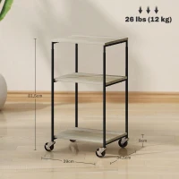 HOMCOM 3-Tier Printer Stand with Storage Shelf and Adjustable Height, Mobile Printer Table on Wheels, Rolling Printer Cart for Home Office, Graphite Wood Effect(m-3)