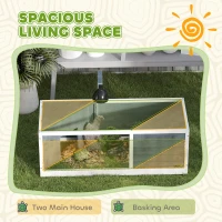 Drewniany domek dla żółwi, z 2 głównymi domkami, Szary(m-4)