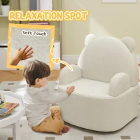 AIYAPLAY Fotel dla dzieci, sofa dziecięca z miękkim polaru misiowego, w kształcie misia, dla dzieci 1,5-3 lat, pokój dziecięcy, sala zabaw, Beżowy(m-5)