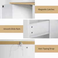 Komoda HOMCOM Szafka do przechowywania z szufladą, 2 drzwiami, 2 otwartymi półkami, kredens kuchenny, do salonu, 120 x 35 x 75,2 cm, biała(m-6)