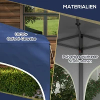 Outsunny Pawilon składany 2,95 x 2,95 cm z ochroną UV, regulowanym wysokościowo, z torbą, workiem na piasek, namiot ogrodowy na balkon, taras, Oxford, stal, niebieski(m-7)