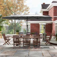 Podwójny parasol ogrodowy 436x260 cm, UV, stal, ciemnoszary(m-8)