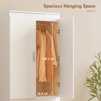 Szafa HOMCOM z 2 drzwiami Soft-Close, 2 szufladami, drążkiem na ubrania i 3 półkami, biała 80 x 55 x 177,5 cm(m-4)