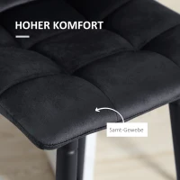 HOMCOM Zestaw stołków barowych, design skandynawski, pokrycie z aksamitu, konstrukcja metalowa, antypoślizgowe nogi, Czarny(m-5)