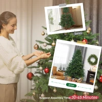 Sztuczna choinka HOMCOM 210 cm z 1105 gałęziami, europejski świerk z podstawą z drewna sosnowego, torba na choinkę, zielona(m-7)