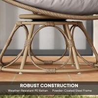 Fotel Papasan Rattan 360° obrotowy z poduszką, okrągły(m-6)