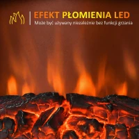 Kominek elektryczny, 2000W, efekt płomienia LED, czarny(m-5)