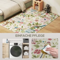 Dywan HOMCOM, maszynowo pralny, antypoślizgowy do salonu i sypialni, 200 x 140 cm, Kremowy+Różowy(m-5)