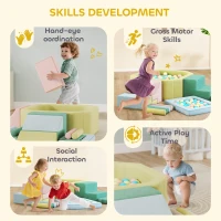 AIYAPLAY Zestaw Miękkich Klocków dla Dzieci 15-elementowy, z Basenem z Piłkami, 200 Piłek, Duże Klocki Wspinaczkowe z Wyglądem Aksamitu, Wielokolorowy(m-7)