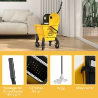 Wózek do sprzątania 26L z mopa, prasą i uchwytem, Żółty(m-7)