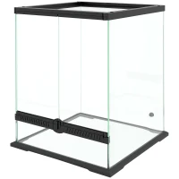 PawHut Terrarium dla gadów z funkcją zabezpieczenia przed ucieczką, Wentylacja, 120L Terrarium szklane z zarządzaniem kablami, dla amfibii pająka, Metal, Czarny, 45 x 45 x 60 cm(m-10)
