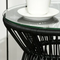 Stolik kawowy rattanowy, okrągły, metalowy design, elegancki(m-7)