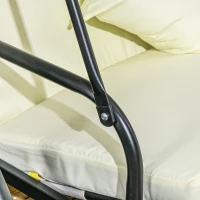 Outsunny Hollywoodschommel tuinschommel schommel schommelbank met ligfunctie, 3-zits, metaal + polyester, wit, 200 x 125 x 170 cm(m-8)