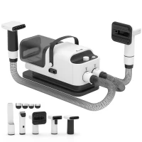 Pawhut Secador Blower 5 em 1 600W Secador para Cães com Velocidade do Vento e Temperaturas Ajustáveis 37,6x17,5x18,5 cm Branco(m-1)