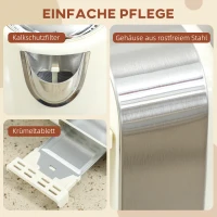 Zestaw HOMCOM: Czajnik i Toster, 1,7 litra, 2200W, Termostat Strix, Filtr, Toster na 4 kromki, 7 stopni opiekania, Pojemnik na okruchy, Kremowy+Srebrny(m-7)