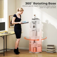 HOMCOM Obrotowy regał na książki z 4 poziomami, 16 przegródek, do sypialni, salonu, biura, płyta wiórowa, biały(m-4)