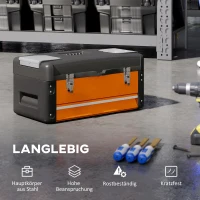 HOMCOM Tool Box with 1 Drawer, Powder Coated Steel Toolbox with Top Case, Mini Parts Boxes, Ball Bearing Runner, Handle, Heavy Duty Tool Chest for Workshop, Garage, 497mm x 253mm x 230mm, Orange(m-5)