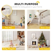 PawHut Wybieg dla Szczeniąt, 8-elementowy z Drzwiami, Składany, Biały, 61x75 cm(m-4)