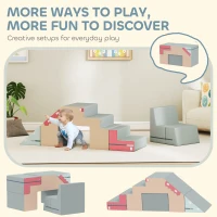 AIYAPLAY Baby Soft Play Set, 2-Piece Foam Climbing Blocks with Detachable Cover, Climb and Crawl Foam Blocks Interactive Toy for Toddlers 0.5-3 Years, Multicolour(m-4)