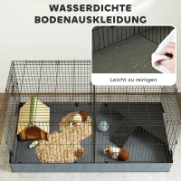 Klatka dla małych zwierząt z wybiegem, czarna, z rampą(m-6)