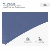 Parasol marki Outsunny, Ø290 cm, parasol ogrodowy z ochroną UV, lampki LED z krzyżakiem, parasol tarasowy z pokrowcem, do ogrodu, stal, Granatowy(m-7)