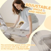 AIYAPLAY Drabinki Kryte, 5 w 1 Trójkąt do wspinaczki z zjeżdżalnią, Łuk, w zestawie dwustronna rampa, Plac zabaw kryty dla dzieci 18-48 miesięcy, Szary+Biały(m-6)