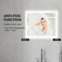 kleankin LED Bathroom Mirror with Lights, Illuminated Makeup Mirror, Vanity Mirror with 3 Colour, Smart Touch, Anti-Fog(m-6)