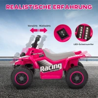 AIYAPLAY 6V Electric Quad Bike for Kids, Battery Powered Ride On ATV with Forward Backward, LED Headlights, for Ages 18-36 Months - Pink(m-4)
