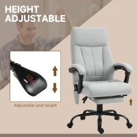Vinsetto Fotel Biurowy z Funkcją Masażu, Ergonomiczne Krzesło Biurkowe z Funkcją Leżenia, Ogrzewanie Lędźwiowe, Regulowana Wysokość Komputerowego Krzesła z Podnóżkiem, Obrotowe, Szary(m-5)