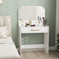 HOMCOM Coiffeuse avec miroir, coiffeuse compacte à 3 tiroirs, blanc(m-2)