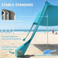 Outsunny Beach Tent Event Shelter with Detachable Sidewall and Carry Bag, for Camping, Trips, Fishing, Picnics, Sky Blue(m-5)