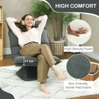 HOMCOM Krzesło podłogowe obrotowe 360° z 5-stopniową regulacją oparcia, składana sofa medytacyjna, tapicerowane leniwe sofa do salonu, gier i czytania, ciemnoszare(m-6)