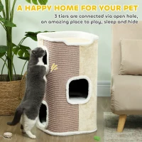 Domek dla kota PawHut, drapak 3 poziomy, beżowy(m-4)