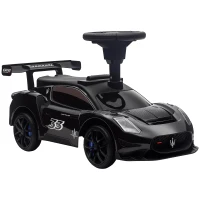 AIYAPLAY Ride on Sliding Car, Baby Push Car Licensed Maserati GT2 with Under Seat Storage, Music, Horn, Foot to Floor Toddler Car for 18-60 Months, Black(m-7)