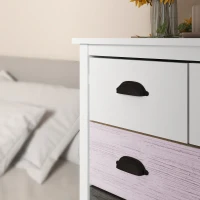 HOMCOM Komoda z 5 szufladami, Biała, zabezpieczenie przed przewróceniem, dla sypialni, salonu, 70 x 38 x 85 cm(m-5)