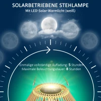 Outsunny Lampa solarna, rattanowa lampa ogrodowa, wodoszczelna lampa solarna z czujnikiem światła, lampa ogrodowa LED z konstrukcją bębna, na taras, balkon, stal, żółta(m-5)