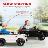 HOMCOM Elektryczny SUV dla dzieci, samochód dziecięcy z pilotem 2,4 G, SUV z pasem bezpieczeństwa, funkcją muzyczną, trąbką, reflektorami, pojazd dla dzieci do 5 km/h, dla dzieci 3-5 lat, czarny(m-7)