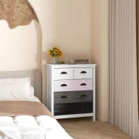 HOMCOM Komoda z 5 szufladami, Biała, zabezpieczenie przed przewróceniem, dla sypialni, salonu, 70 x 38 x 85 cm(m-4)