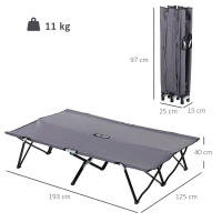 Outsunny campingbed opklapbaar voor 2 personen campingbed opklapbed met draagtas tot 136 kg draagvermogen staal oxford blauw + zwart 193 x 125 x 40 cm(m-3)