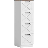 HOMCOM Cajonera Escritorio con 4 Cajones Soporte para Impresora con Riel Colgante para A4 y Carta 40x40x131 cm Blanco(m-1)