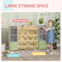 AIYAPLAY Regał dla dzieci, regał na zabawki i książki z 8 wyjmowanymi skrzynkami, 4 otwartymi przegródkami, 2 szafkami, do pokoju dziecięcego, pokoju zabaw, salonu, 140 x 30 x 90 cm, różowy(m-4)